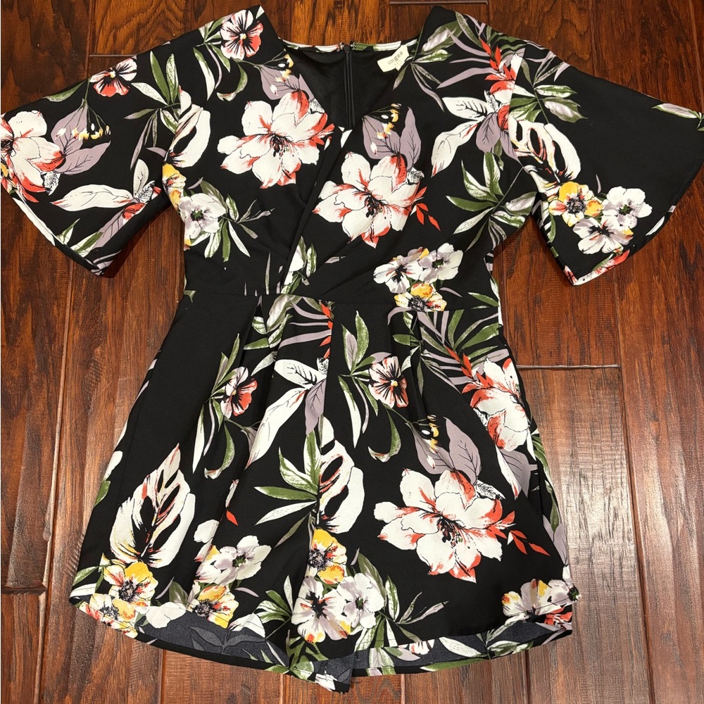 Floral Black Romper